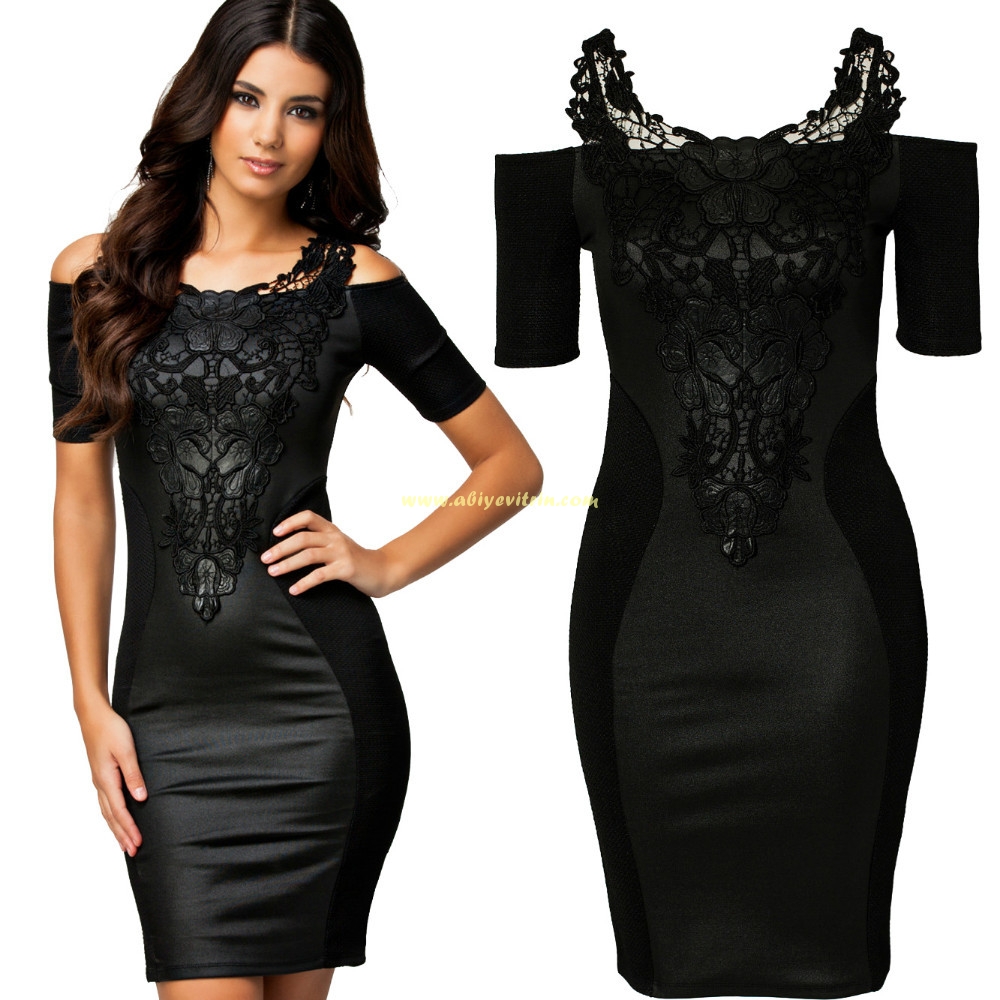 dantel detaylı siyah söz elbisesi modeleri